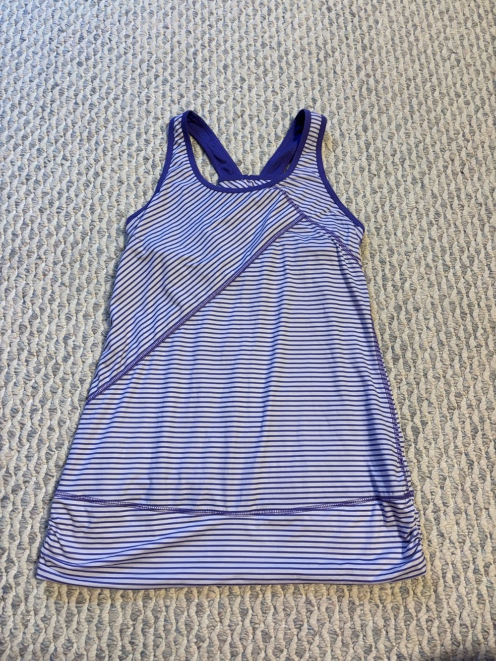 Y2K Striped Racerback Tank Dress in Purple and White